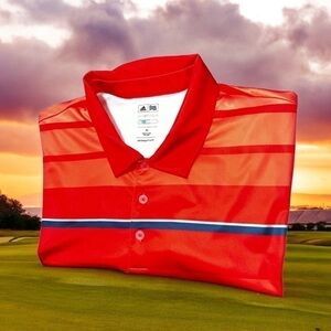 Adidas Red Striped Polo Shirt